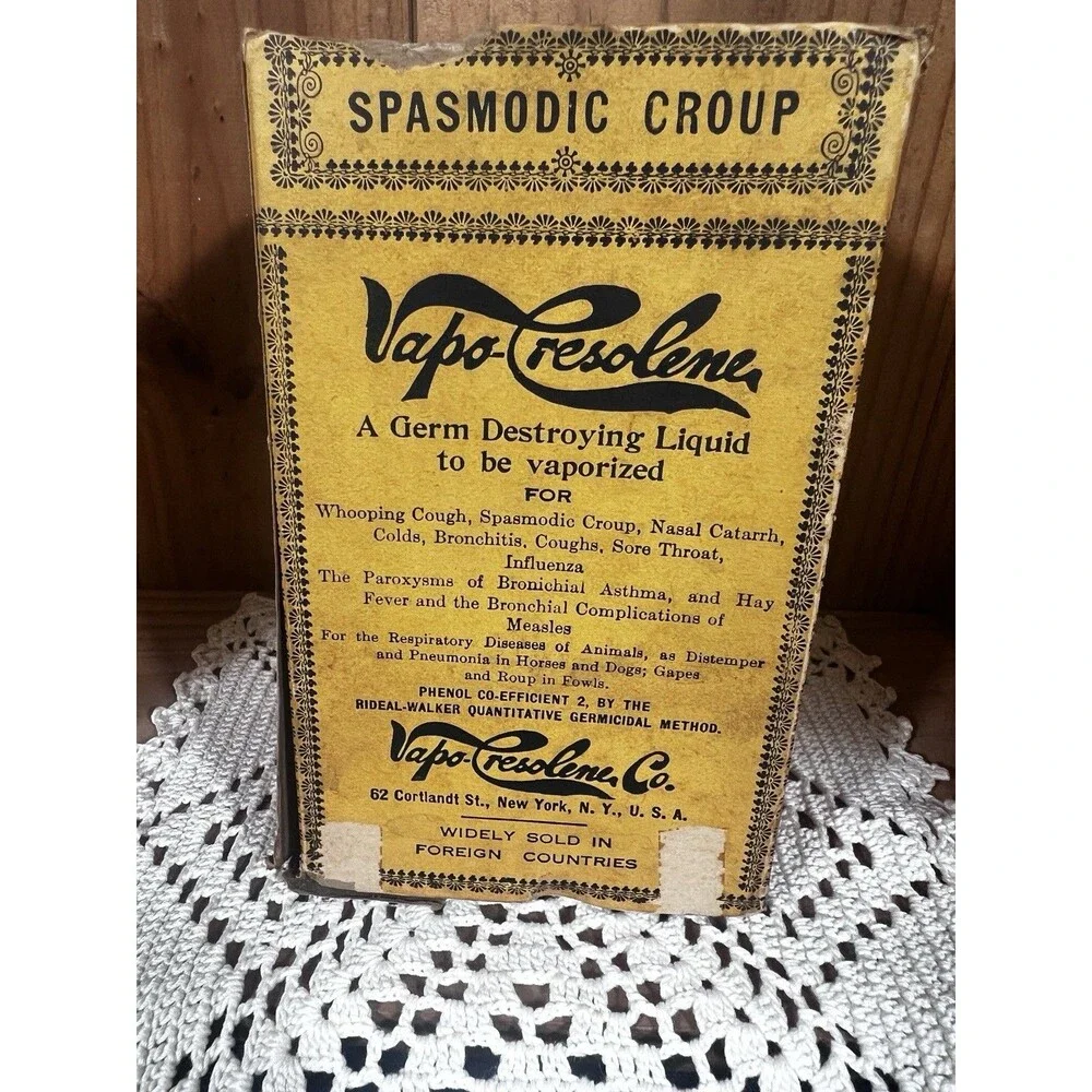 ANTIQUE VAPO-CRESOLENE VAPORIZER KEROSENE OIL LAMP W/BOX